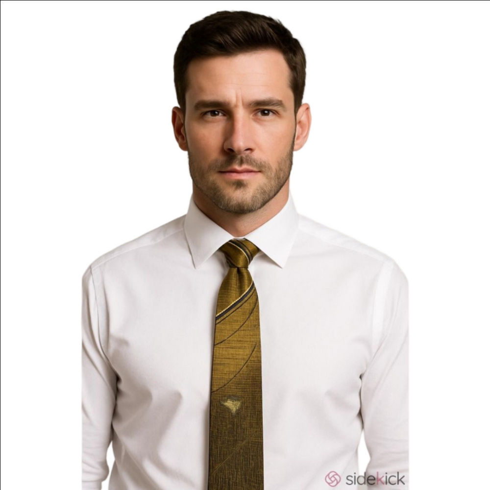 Men's Gianni Versace Gold & Brown Striped Silk Tie One Size